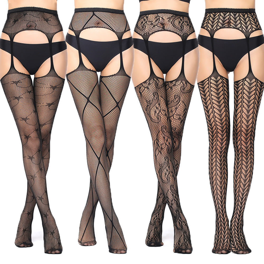 Sheer Lace Thigh High Stockings with Garter - Sexy Patterned Legwear