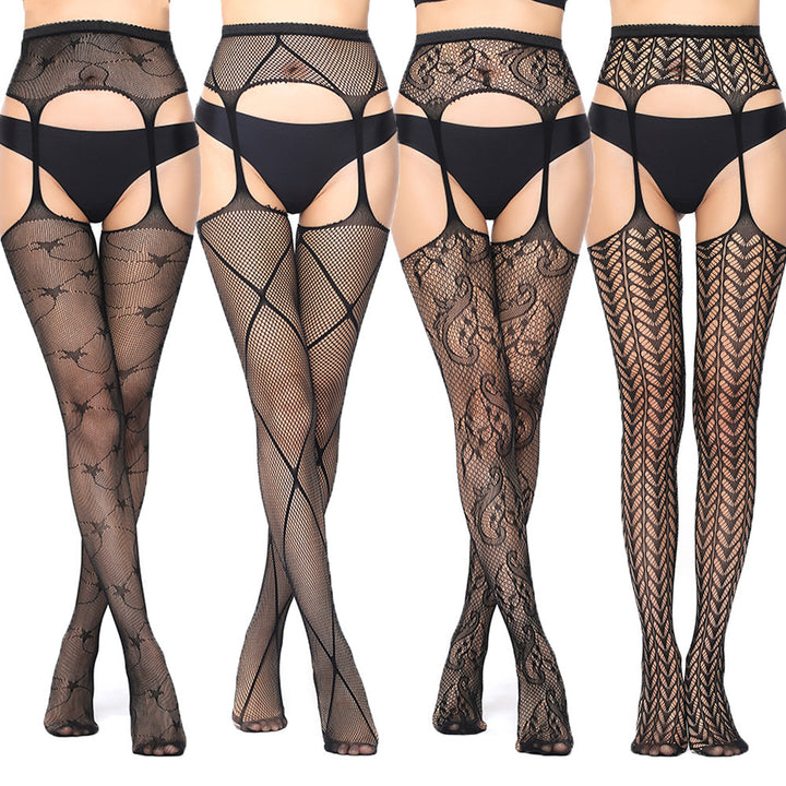 Sheer Lace Thigh High Stockings with Garter - Sexy Patterned Legwear