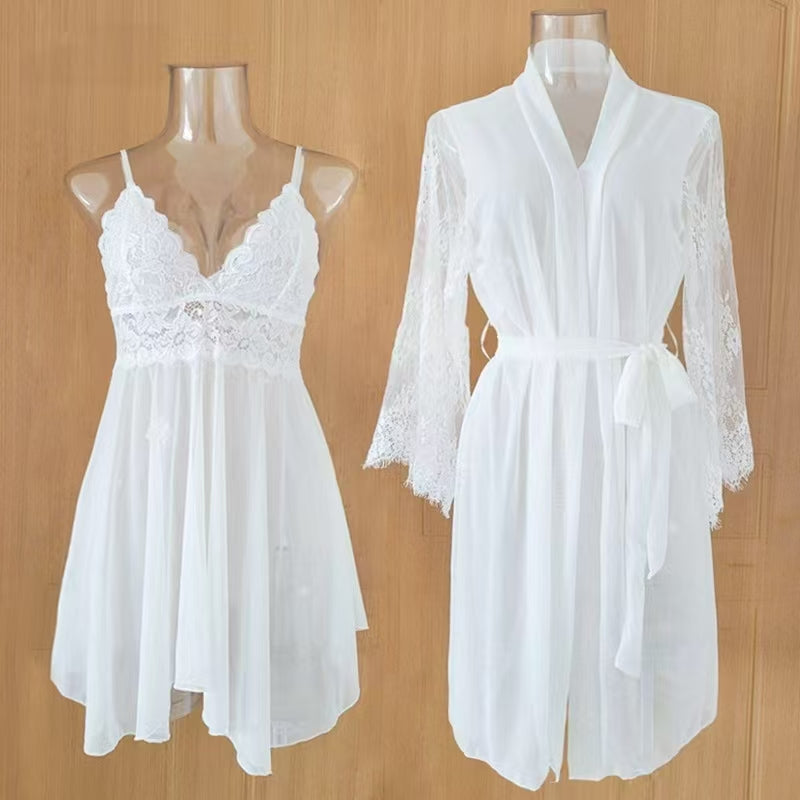 Summer Sexy Sheer Spaghetti Strap Nightgown