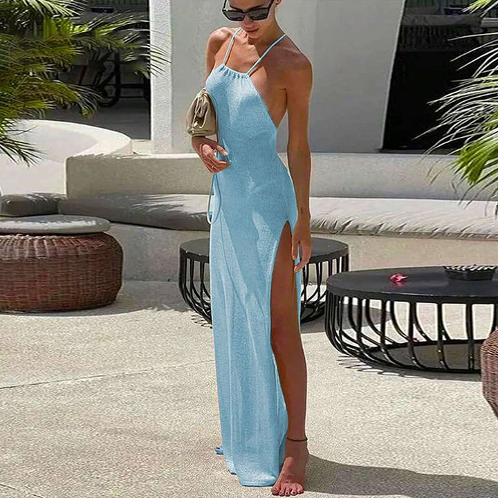 Halter Maxi Dress with High Slit - Sexy Beach Cover Up Dress