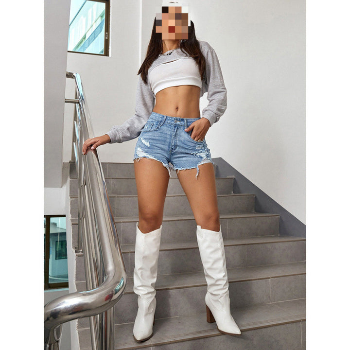 Distressed Denim High Waisted Shorts - Sexy Ripped Jean Shorts