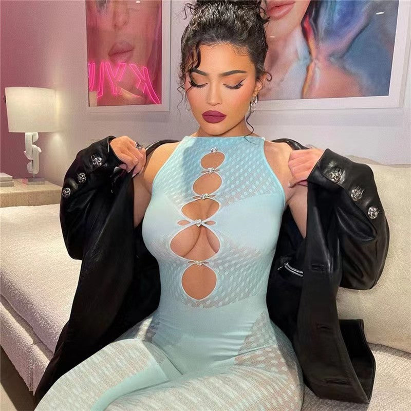 Sexy Mesh Cut-Out Jumpsuit for Women – Club & Night Out