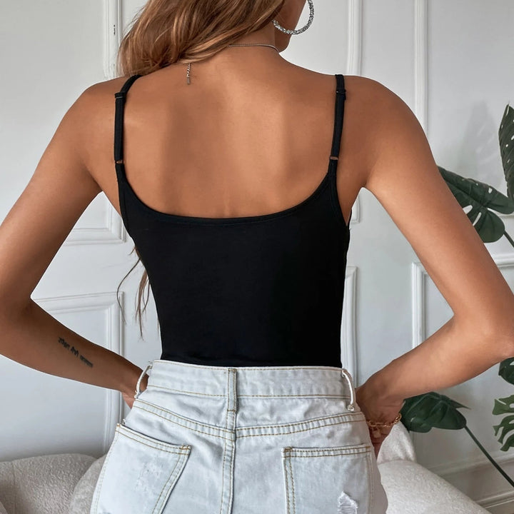 Black High Cut One Piece Bodysuit - Sexy Shapewear Tank Top