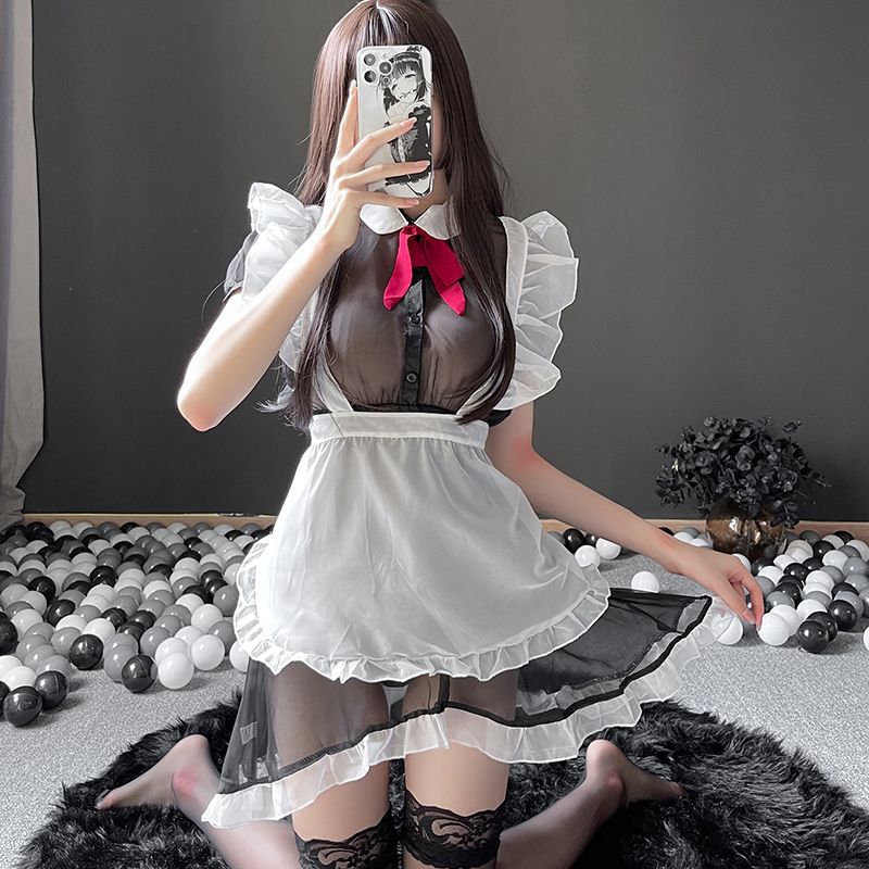 Maid Costume Erotic Lingerie Uniform Temptation Teasing Sheer Sexy Set