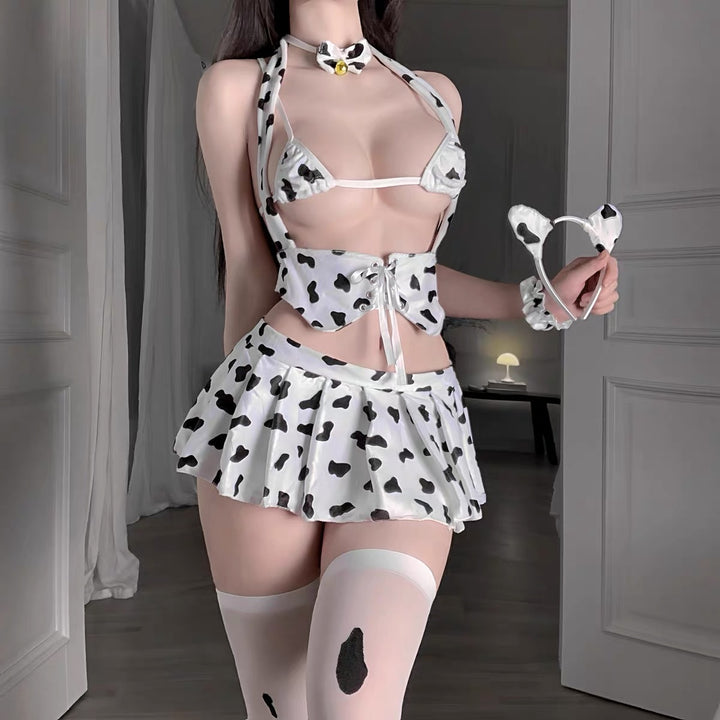 Erotic Lingerie Cute Cow Maid  Sexy Easy-Access Costume Set
