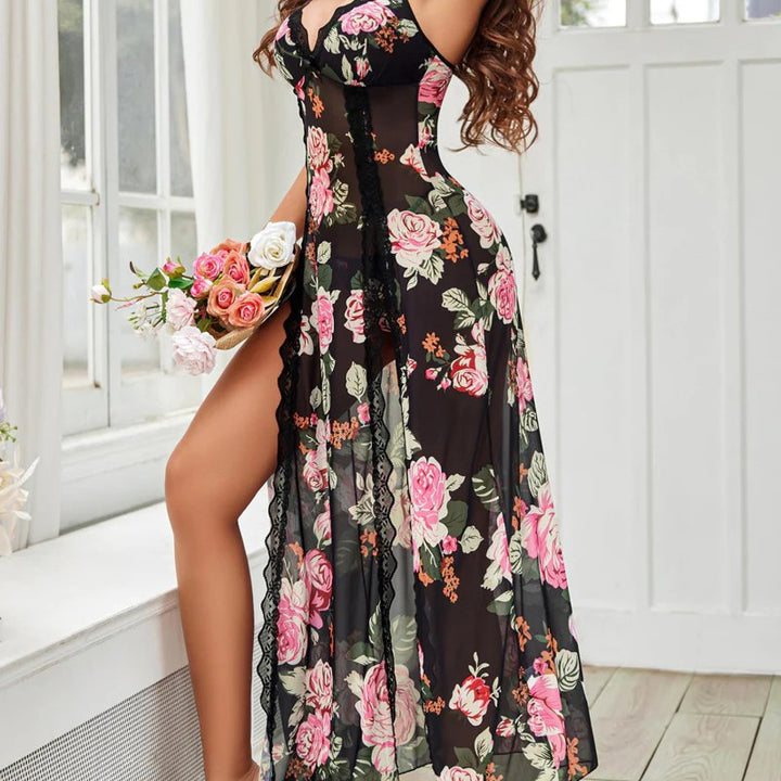 New Summer Style Flirty  Dress Spaghetti Strap Mesh Slit Nightdress