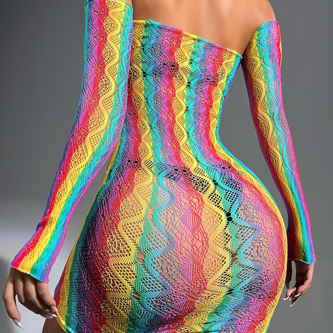 Colorful Hollow-out Sexy Lingerie Tight-Fitting Bodysuit