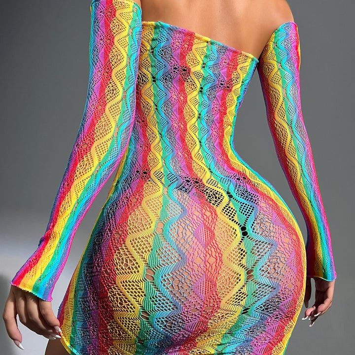 Colorful Hollow-out Sexy Lingerie Tight-Fitting Bodysuit