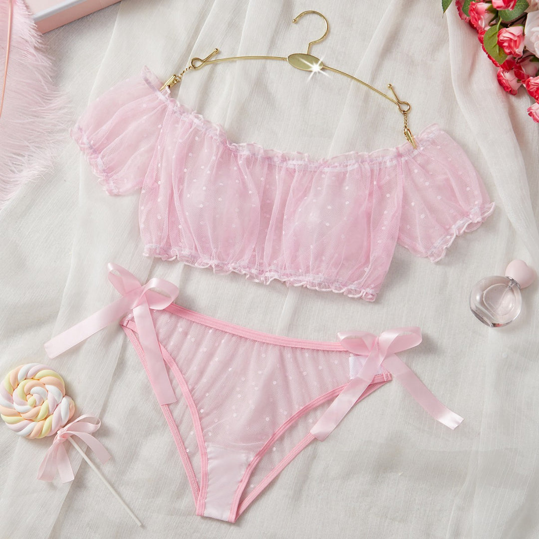Sexy sheer mesh bandeau and panty lingerie set