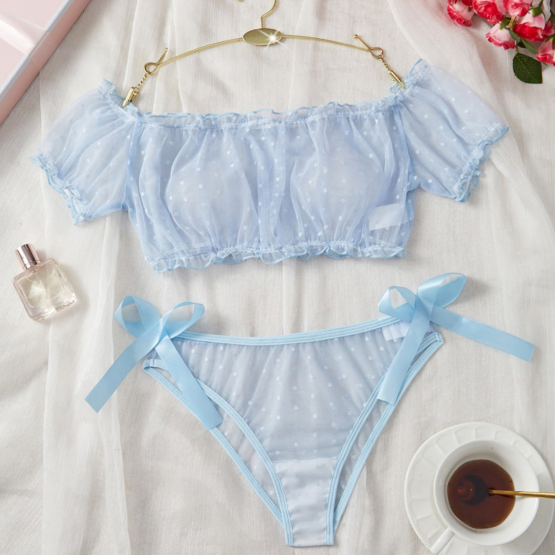 Sexy sheer mesh bandeau and panty lingerie set