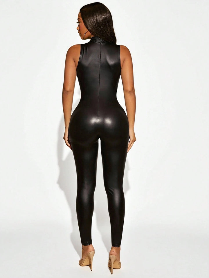 sexy hot girl patent-leather tight bodysuit