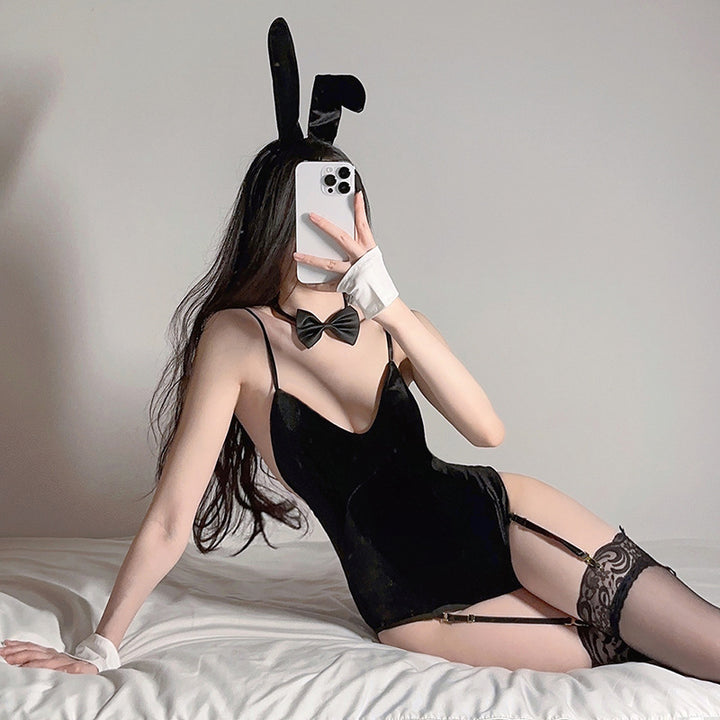 Sexy Lingerie Bunny Girl Seductive Open-Crotch Bodysuit  Set