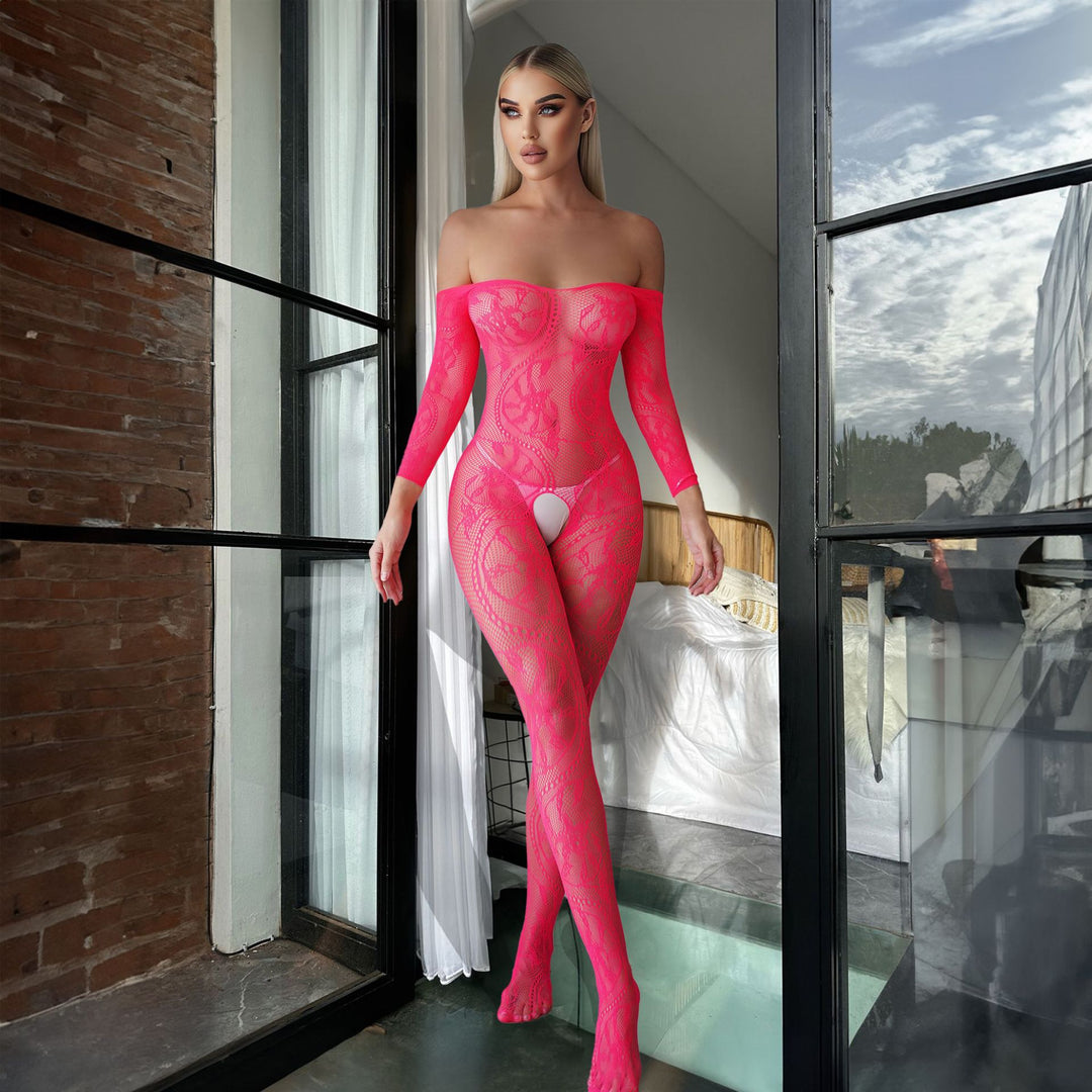 Sexy Hollow Jacquard Mesh Bodysuit – Flirty and Alluring Lingerie