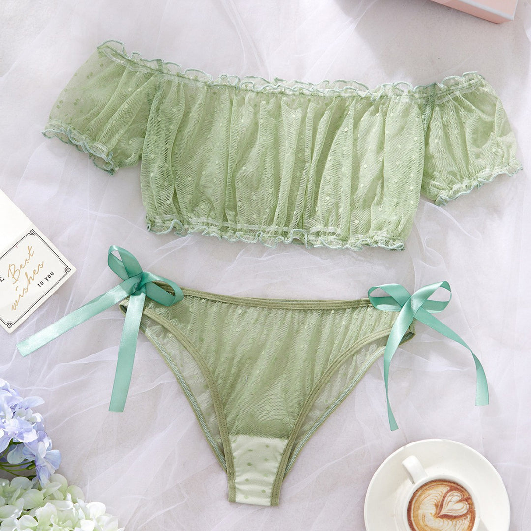 Sexy sheer mesh bandeau and panty lingerie set