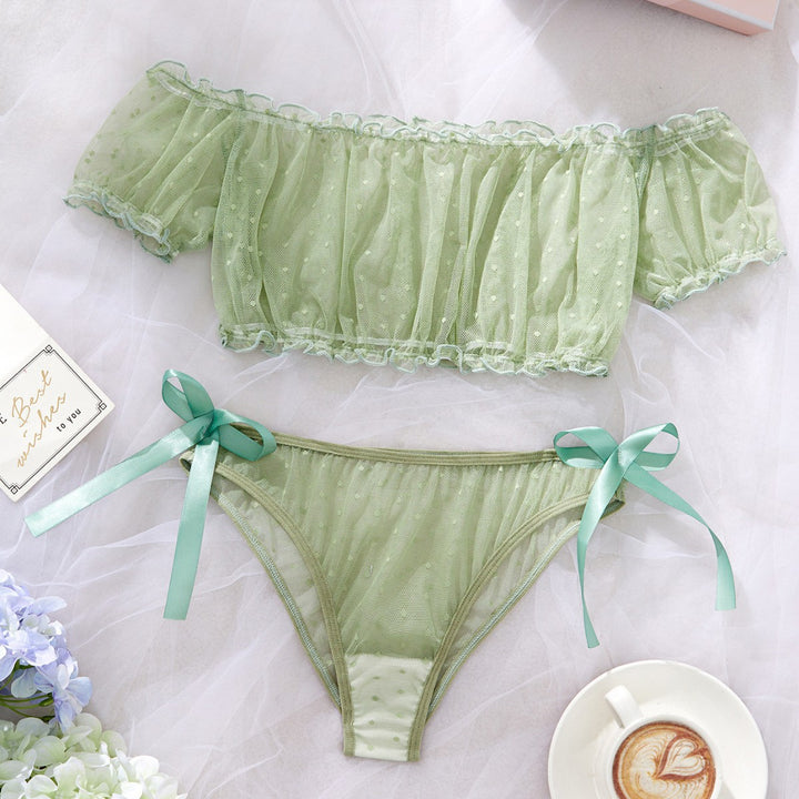 Sexy sheer mesh bandeau and panty lingerie set