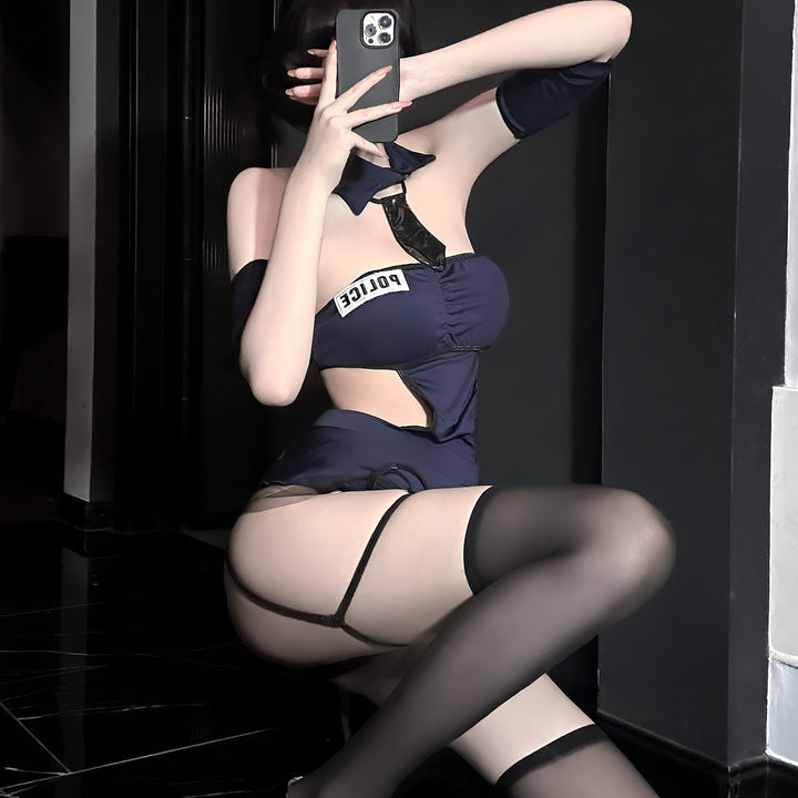 Sexy Police Officer Costume Lingerie Mini Skirt Set