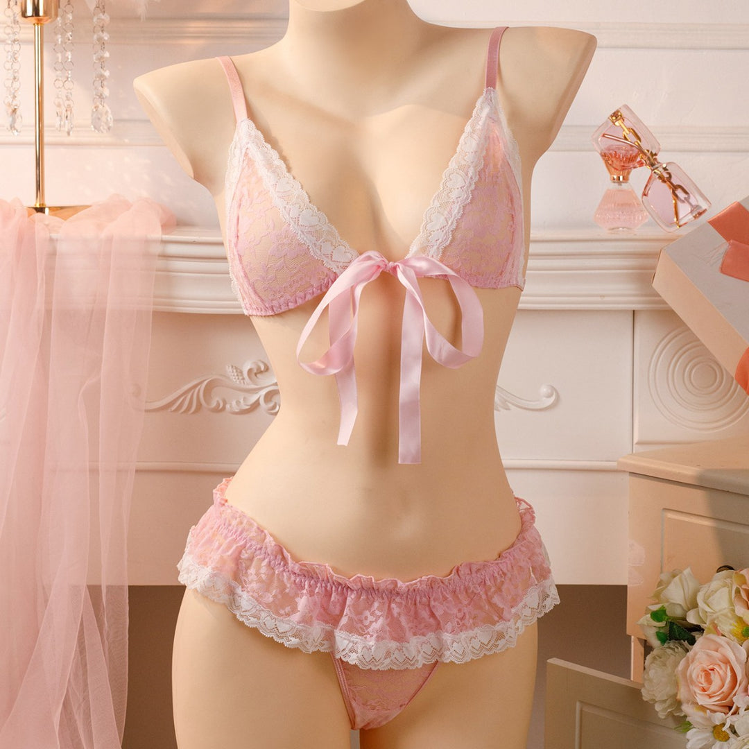 Sexy Christmas Lingerie Set with Lace Trim and Bow Details