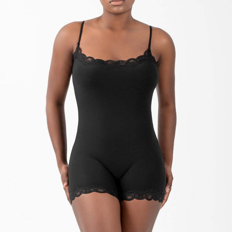 Lace Trim Shapewear Bodysuit - Sexy Seamless Sculpting Romper