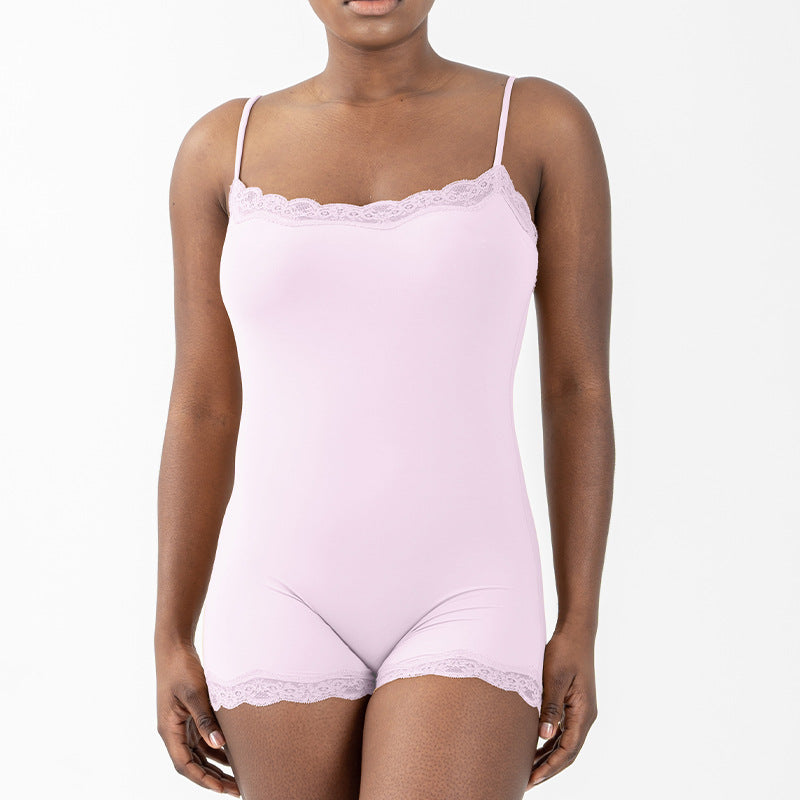 Lace Trim Shapewear Bodysuit - Sexy Seamless Sculpting Romper